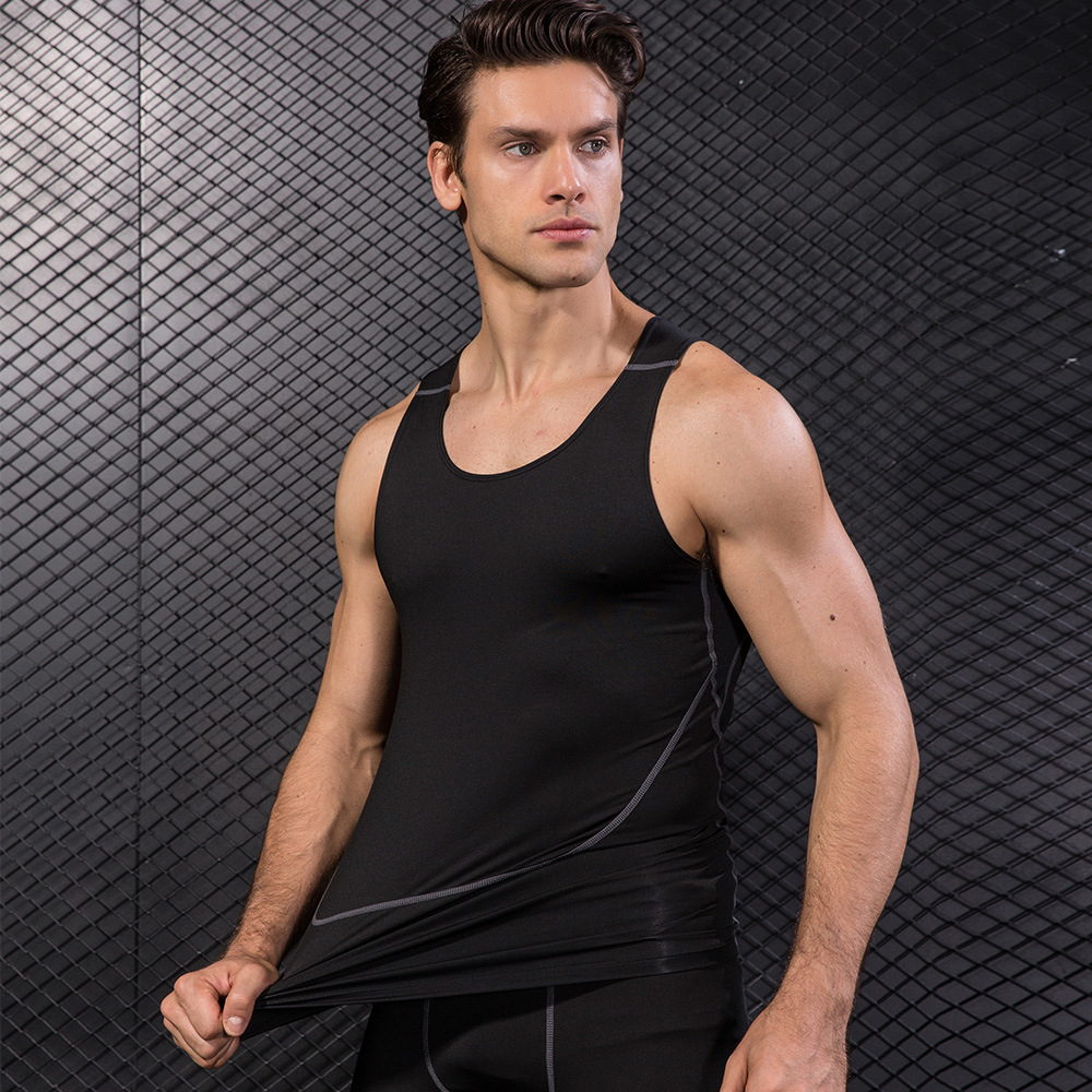 Men Black Sport Skinny Vest Ti - T Shirt Tight Fit recensie en prijs