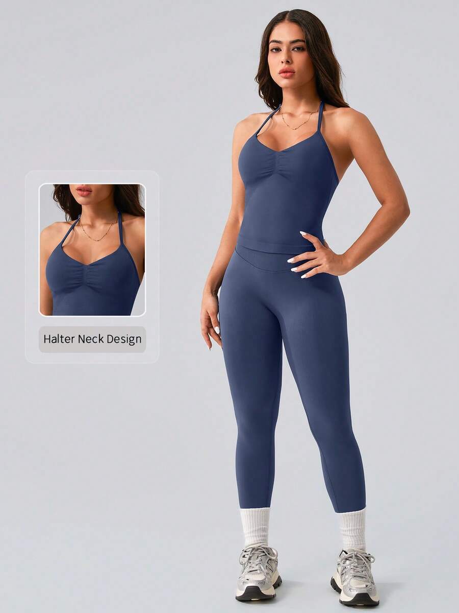 Womens Halter Neck Yoga Set Ri - Tank Top Ribbed recensie en prijs