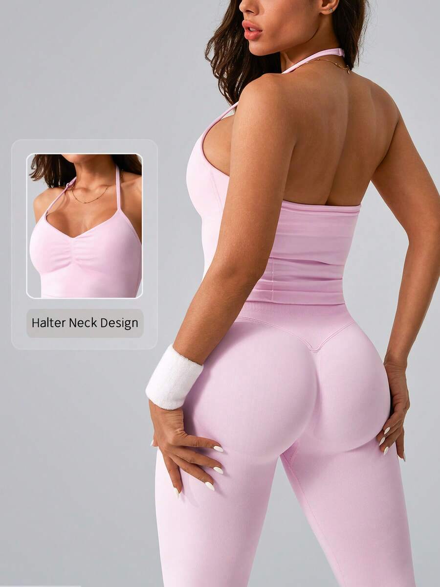Womens Halter Neck Yoga Set Ri - Tank Top Ribbed recensie en prijs