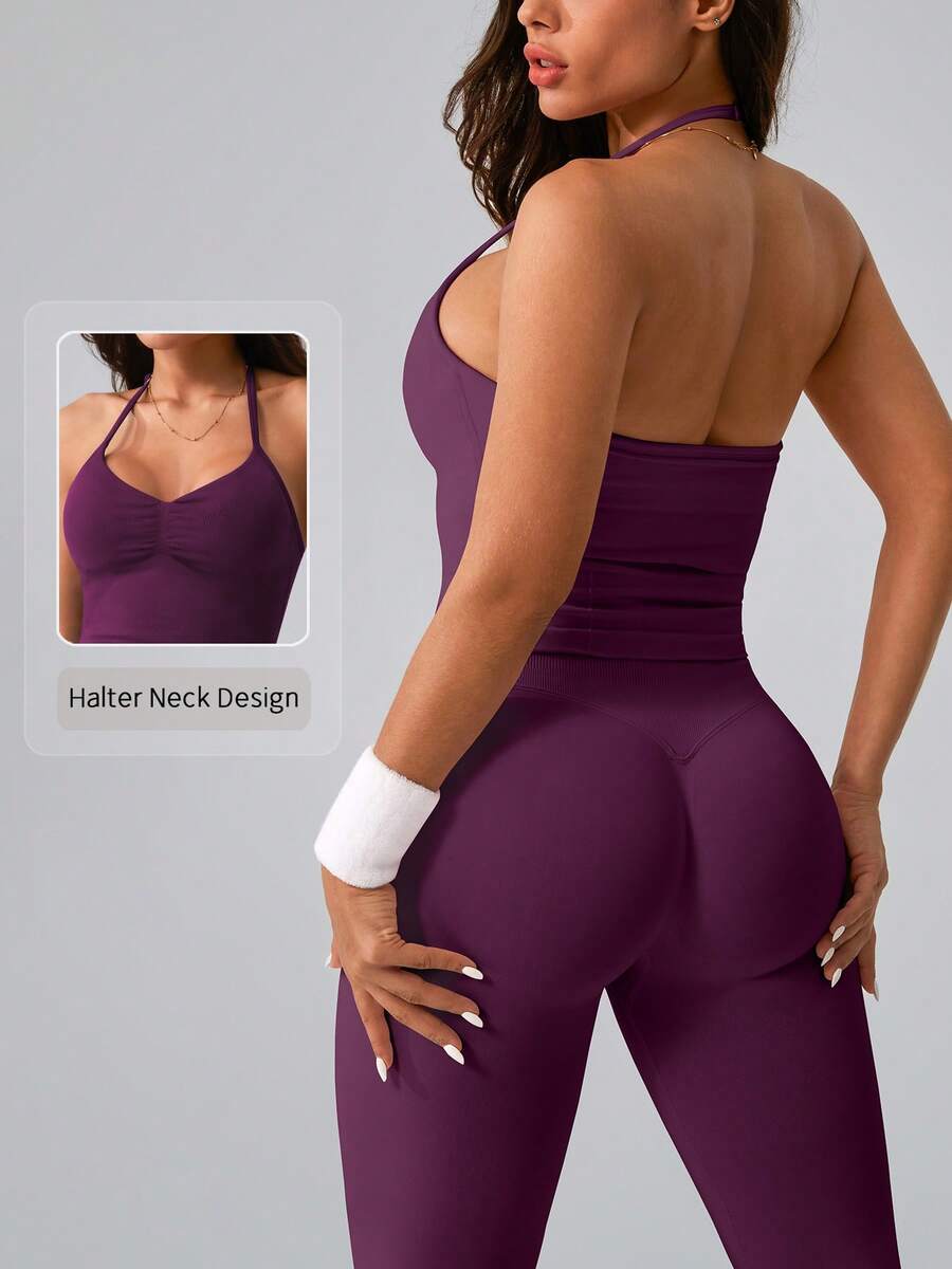 Womens Halter Neck Yoga Set Ri - Tank Top Ribbed recensie en prijs