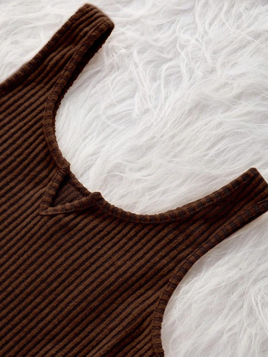Brown Ribbed Brushed Tank Top  - Tank Top Ribbed recensie en prijs